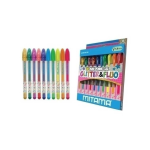 SET DA 10 MINI PENNE GEL GLITTER E FLUO MITAMA